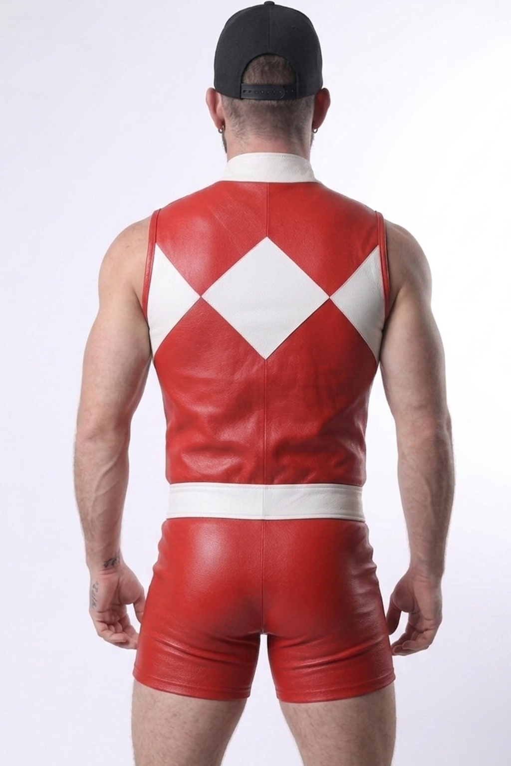Joylgbt Red & White Colorblock Sleeveless Bodysuit Set