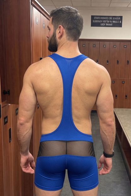 Joylgbt Blue Breathable Zip-Front Singlet Shorts