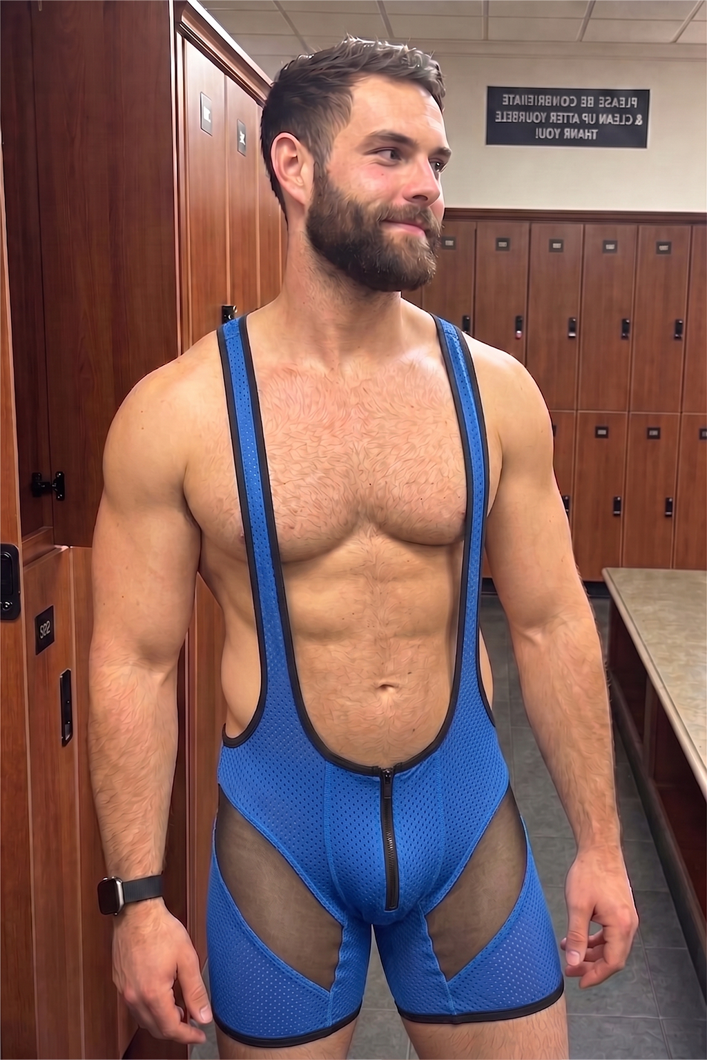 Joylgbt Blue Breathable Zip-Front Singlet Shorts