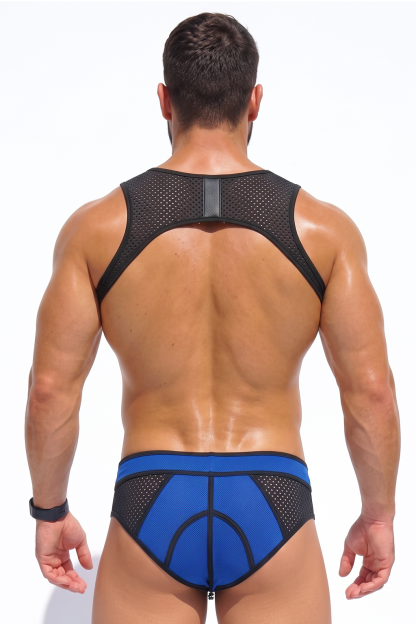 Joylgbt Black Blue Mesh Harness Brief Set