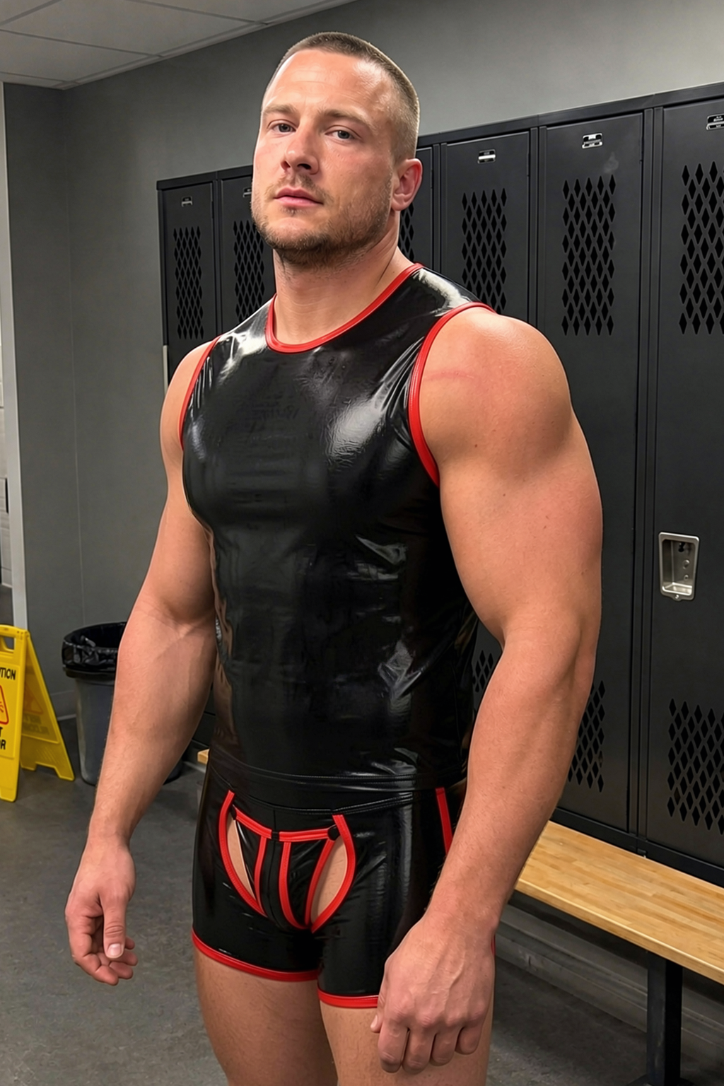 Joylgbt Black Red Glossy One-Piece Boxer Shorts