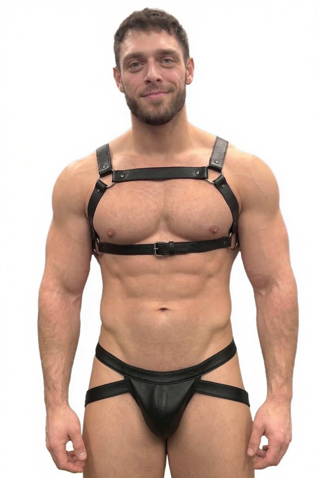 Joylgbt Men’s Black Minimal Harness Thong Set