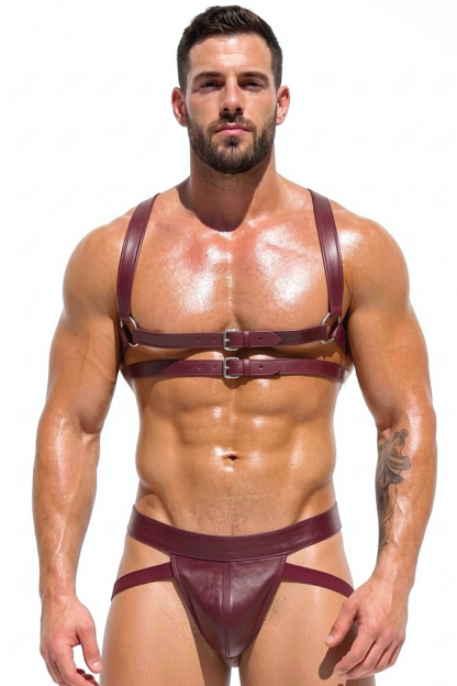 Joylgbt Double-Buckle Harness Thong Set