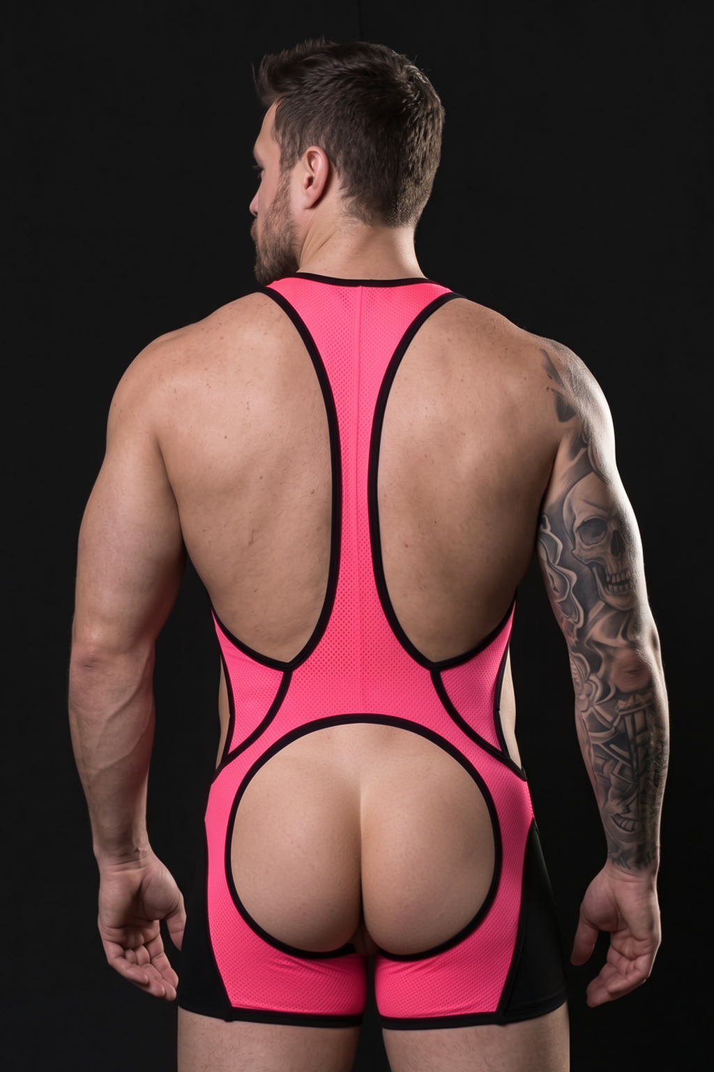 Joylgbt Blue Black Zip-Front One-Piece Shorts