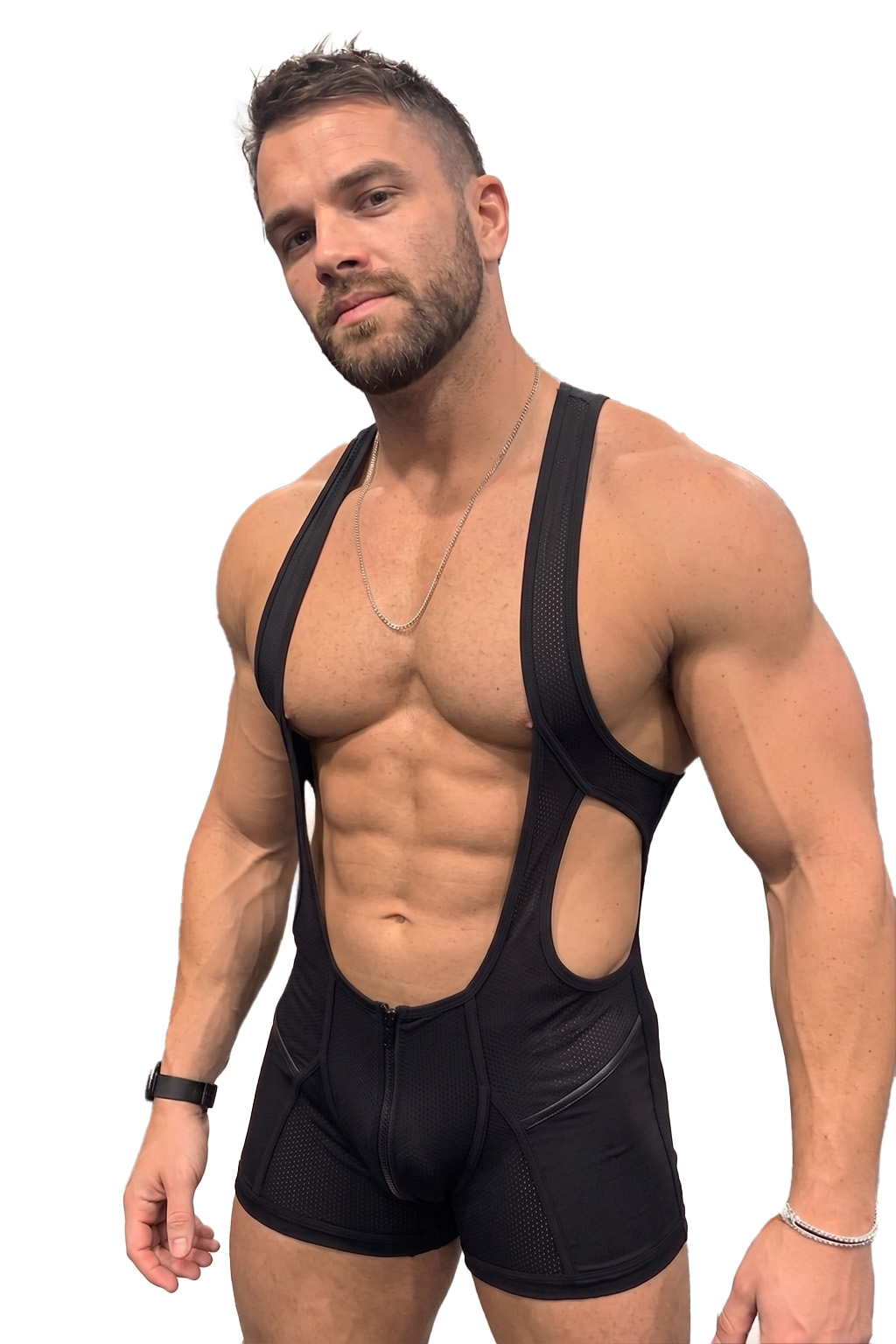 Joylgbt Black Zip-Front One-Piece Shorts