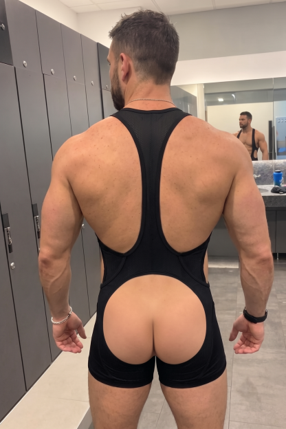 Joylgbt Blue Black Zip-Front One-Piece Shorts