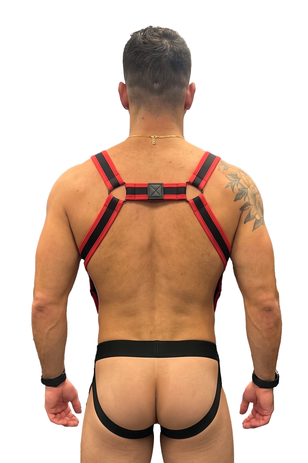 Joylgbt Black Red Suspender Brief Set