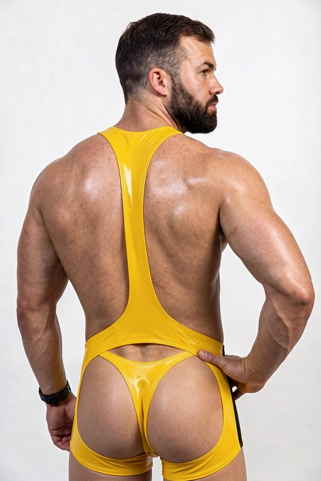 Joylgbt Men’s Glossy Deep V Singlet Shorts