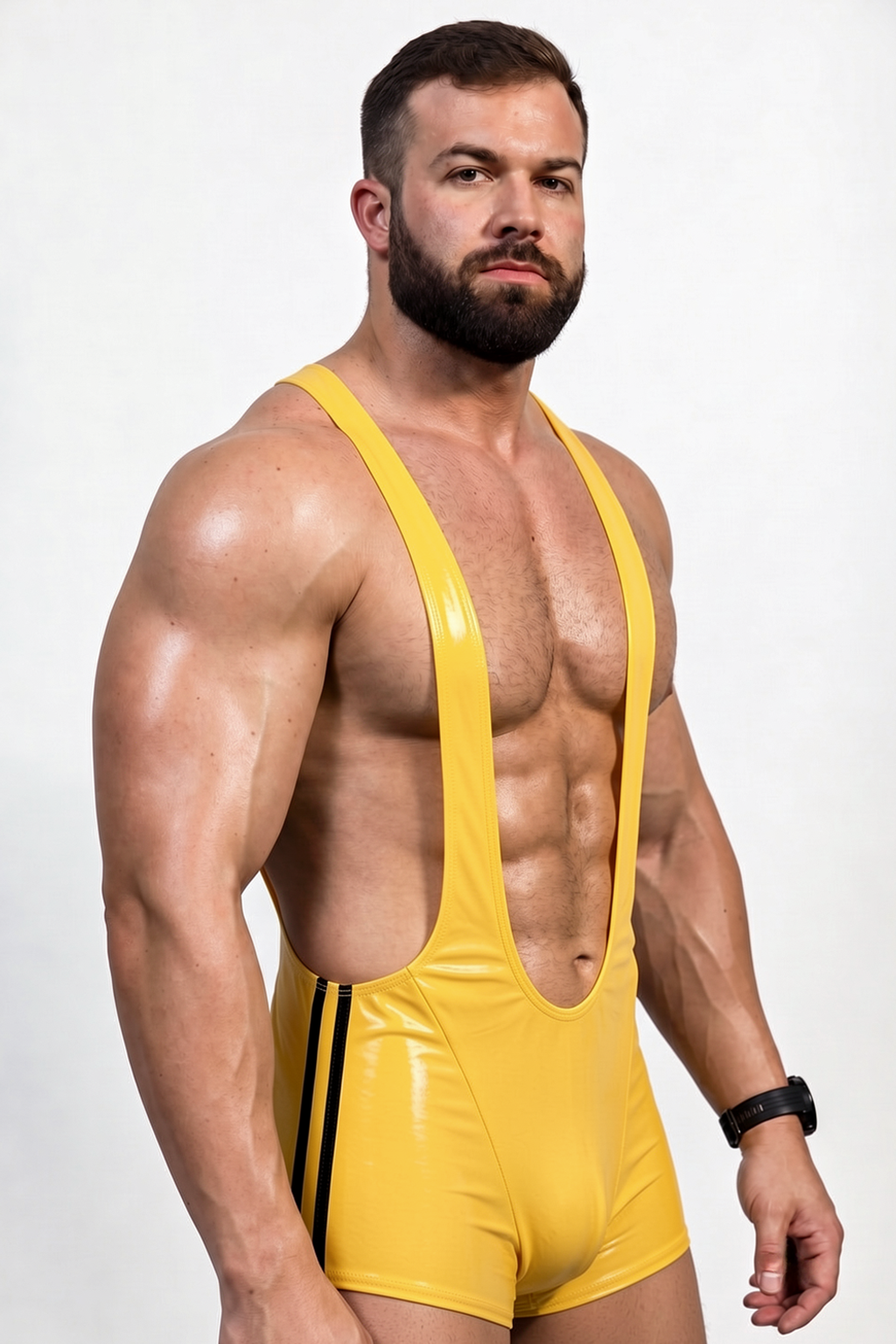 Joylgbt Men’s Glossy Deep V Singlet Shorts