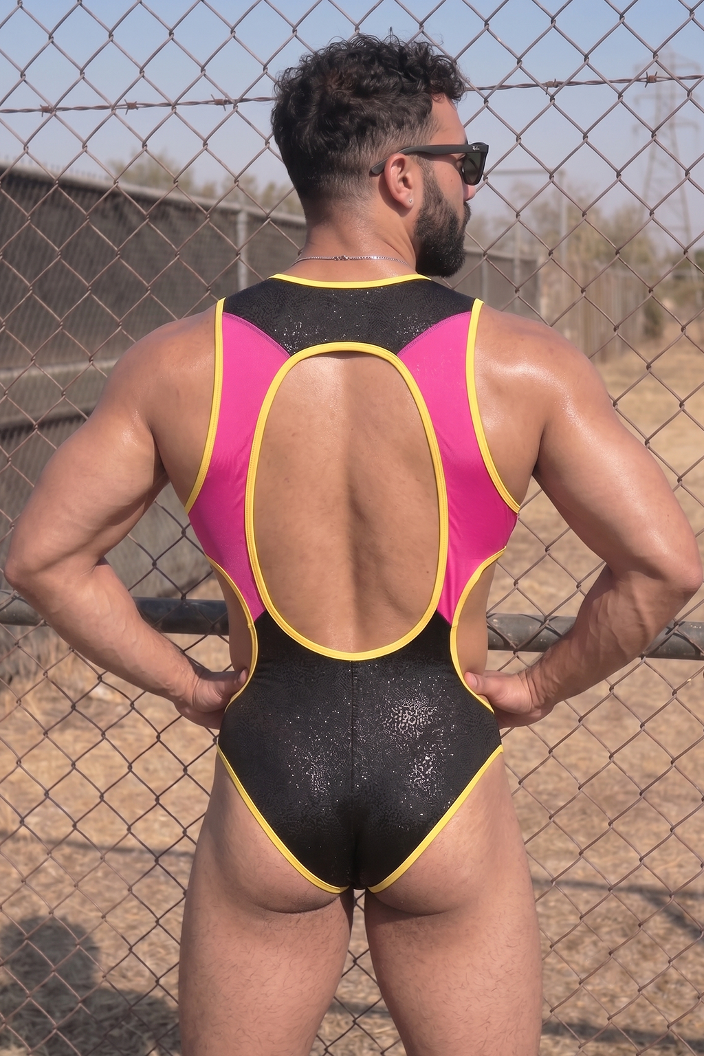 Joylgbt Men’s Color Block Cut-Out Zip Bodysuit