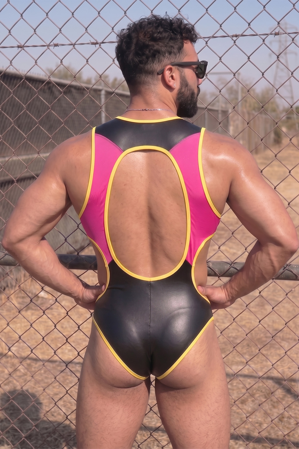 Joylgbt Men’s Color Block Cut-Out Zip Bodysuit