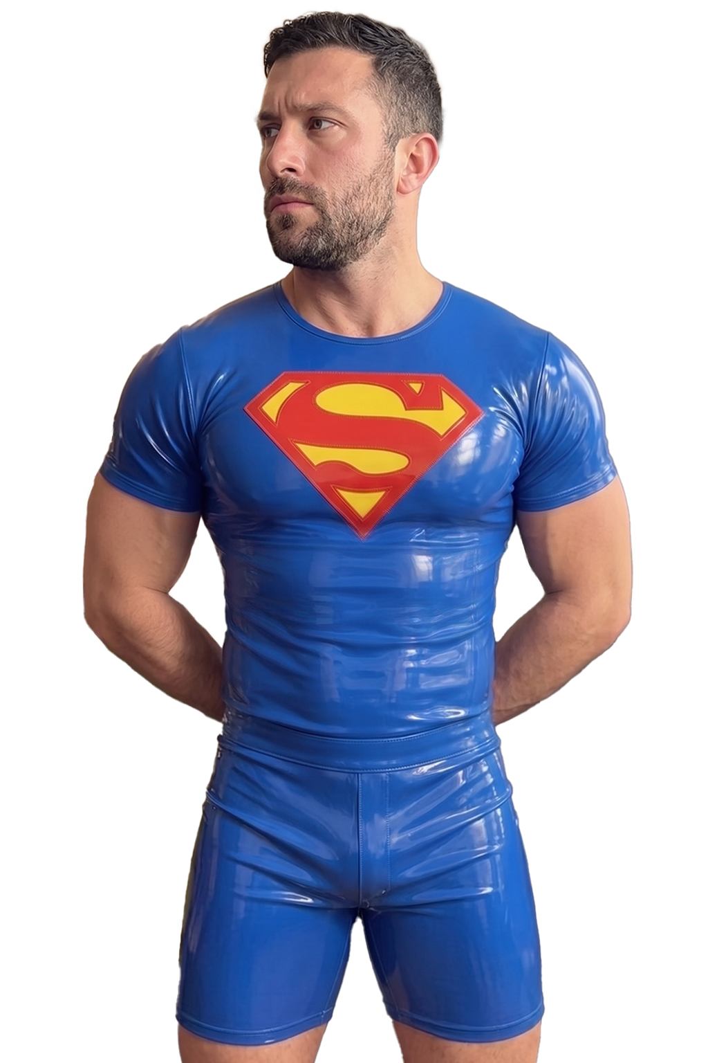 Joylgbt Men’s Blue Glossy Printed Tight Set