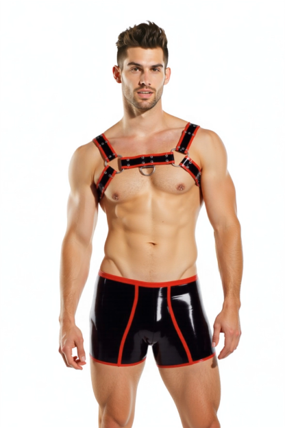 Joylgbt Men's Red & Black Patent-Look Harness Set