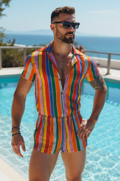JoyLgbt Rainbow Striped Romper - Your Ultimate Vacation Vibe