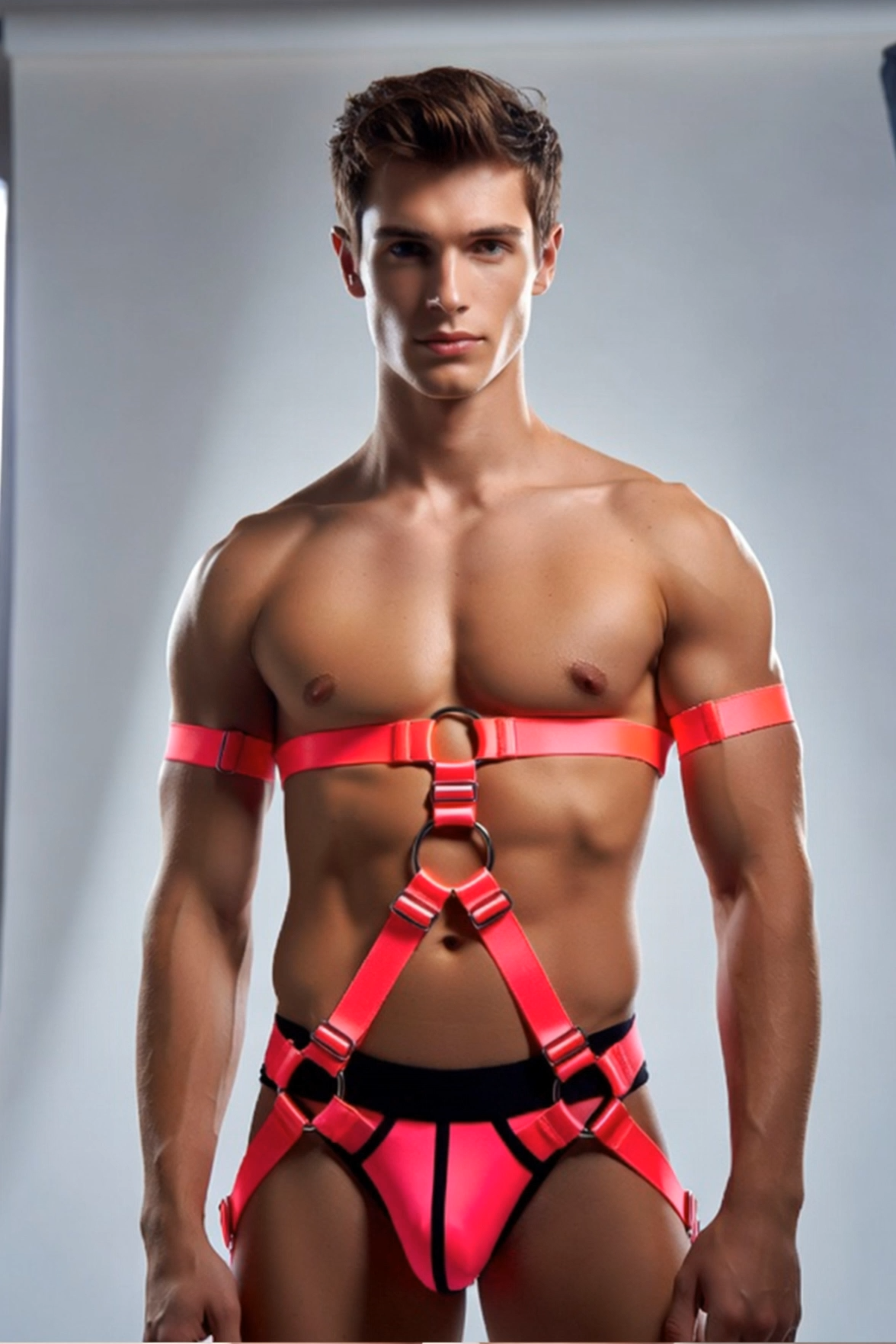Men’s Neon Pink Multi-Ring Elastic Harness Set