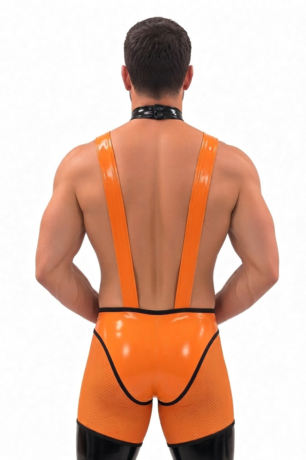 Joylgbt Men’s Orange Black Panel Bodysuit 