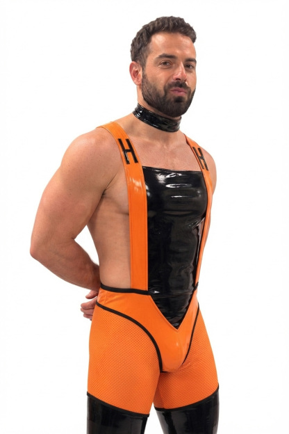 Joylgbt Men’s Orange Black Panel Bodysuit 