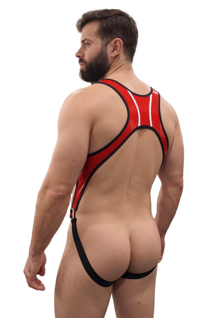 Joylgbt Men’s Red Cut-Out Bodysuit Briefs