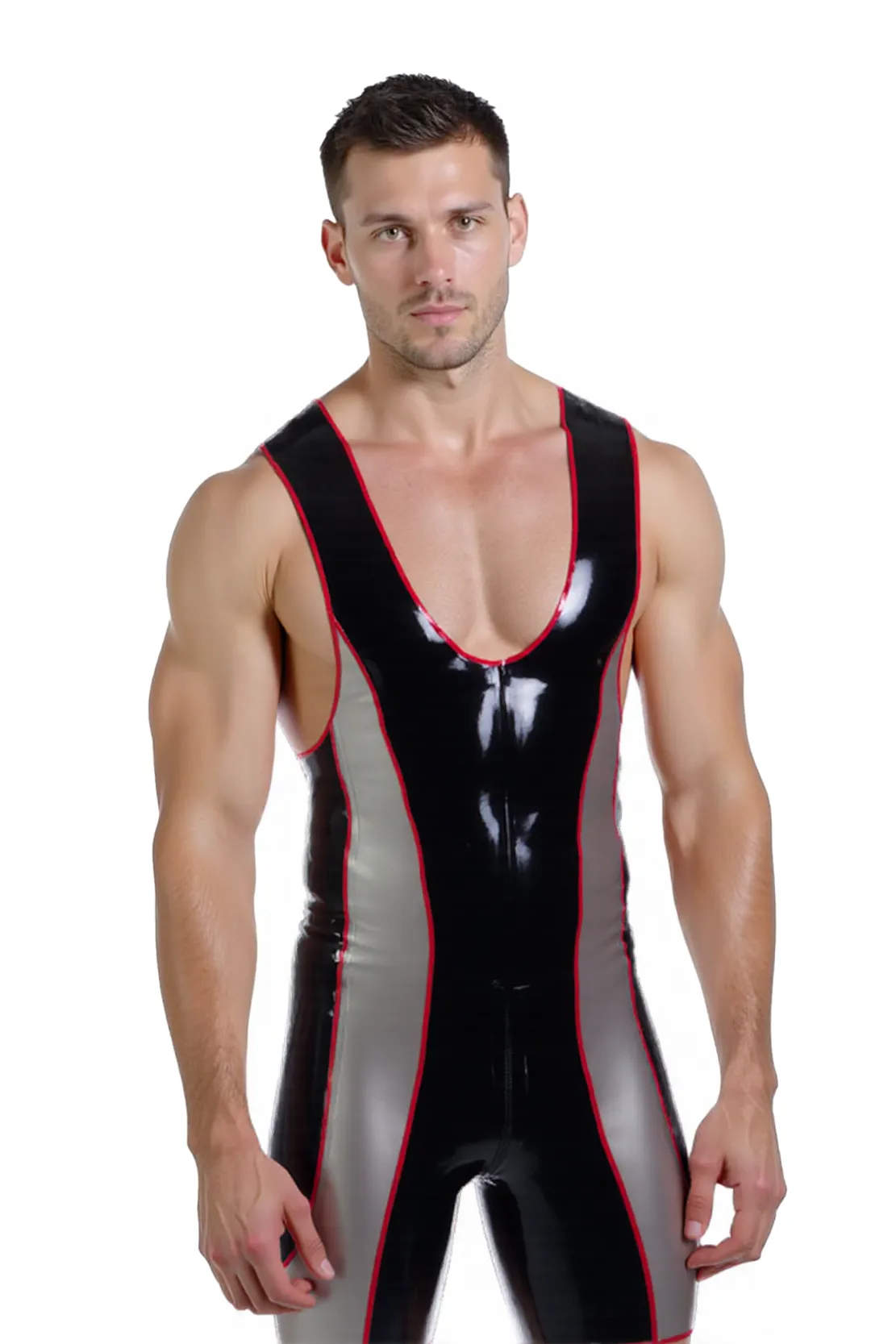 Joylgbt Men's High-Gloss Bodycon Performance & Clubwear Collection | Shiny Jumpsuits, Singlets & Harnesses