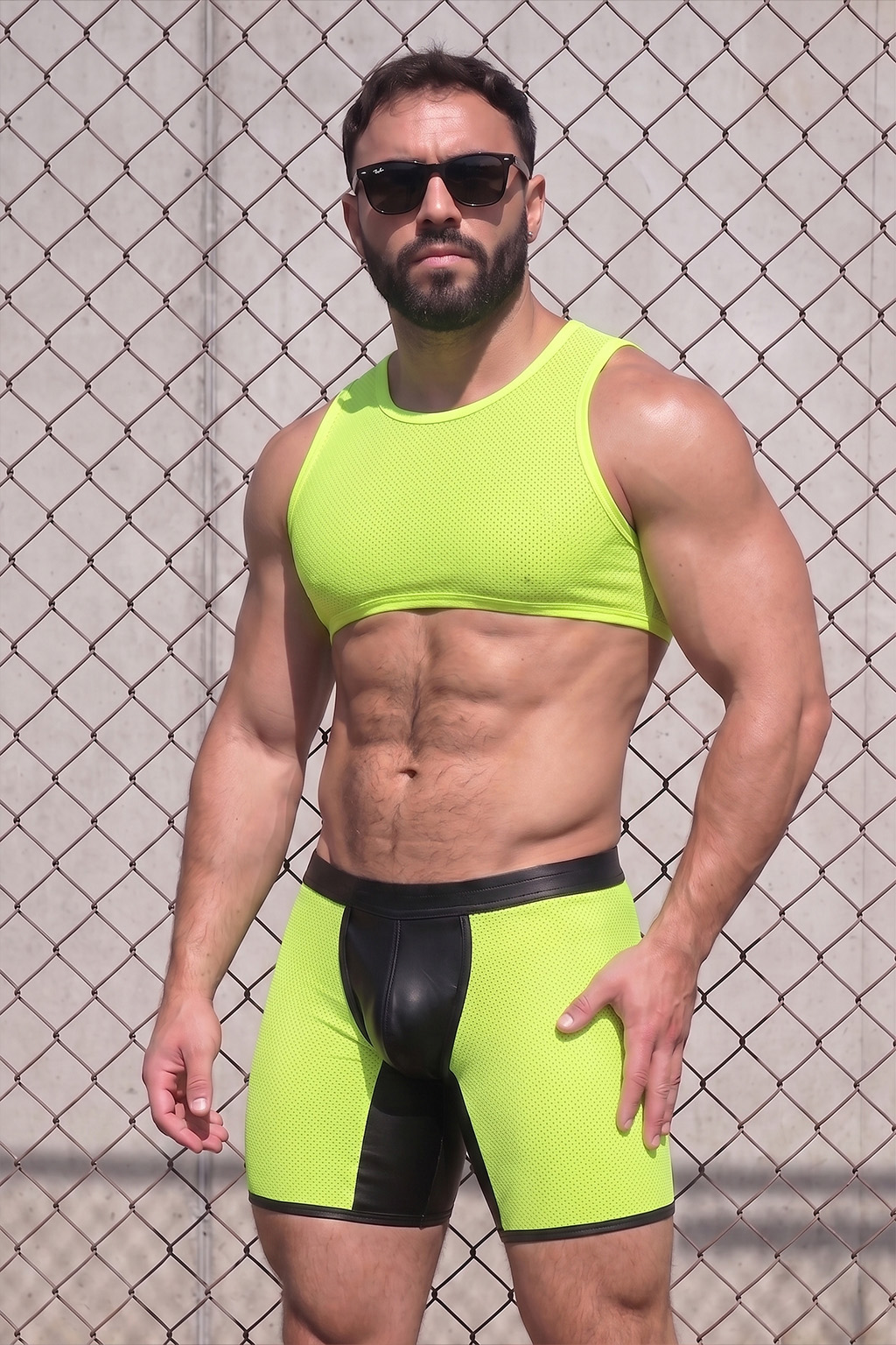 Joylgbt Men’s Neon Green Tank and Shorts Set
