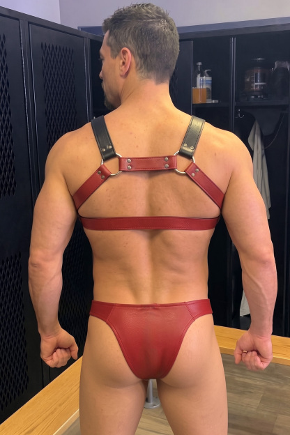 Joylgbt Men’s Burgundy Harness Brief Set