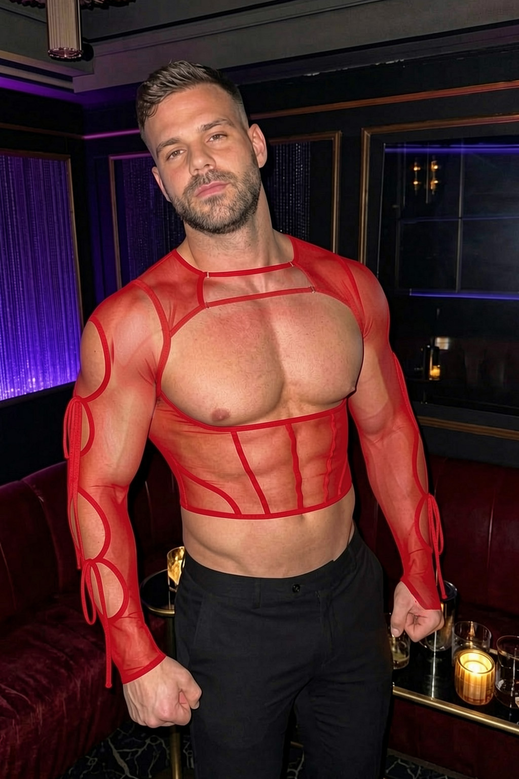 Joylgbt Men’s Red Sheer Crop Top