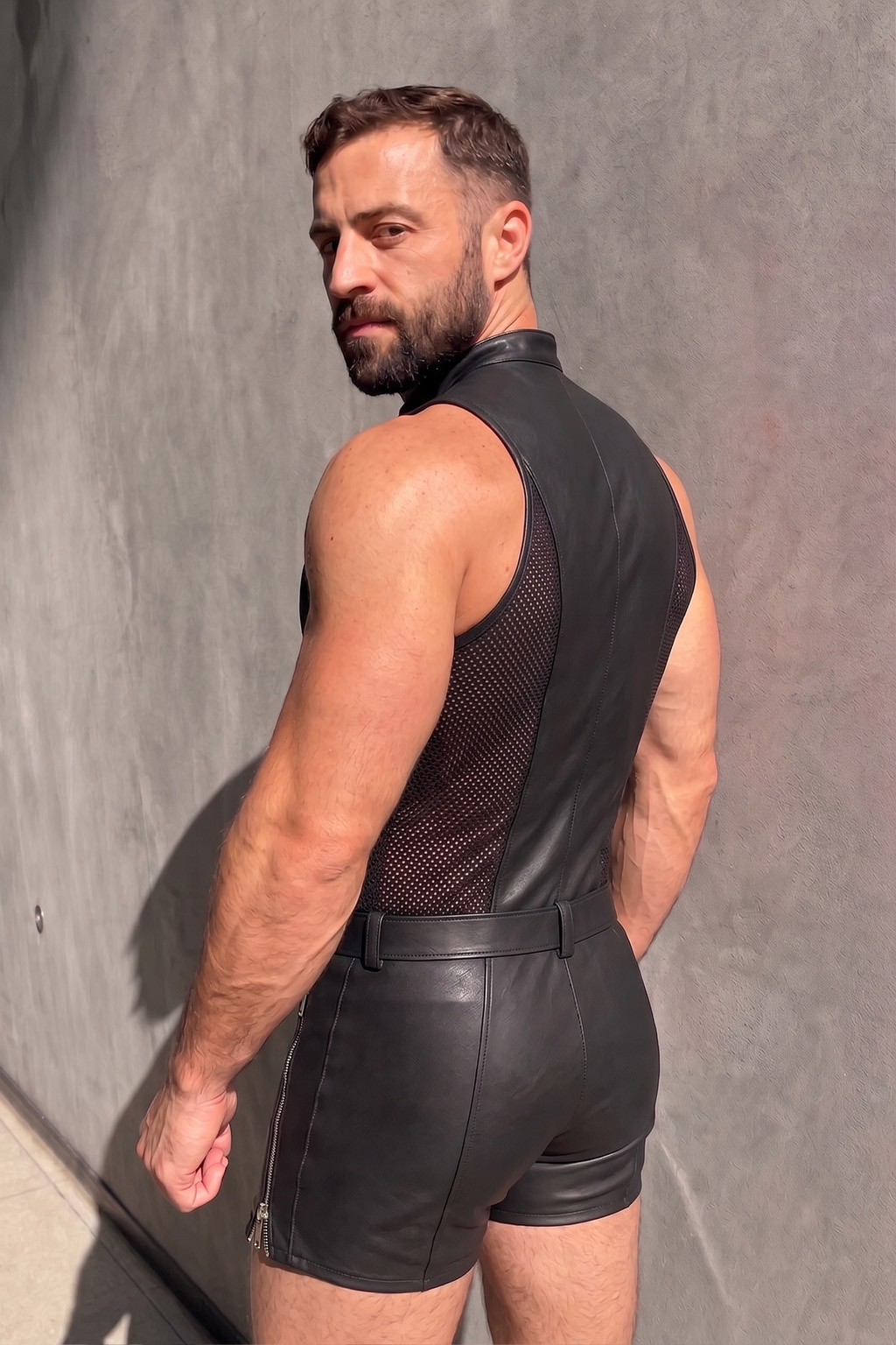 Joylgbt Men’s Black Mesh Bodysuit Shorts