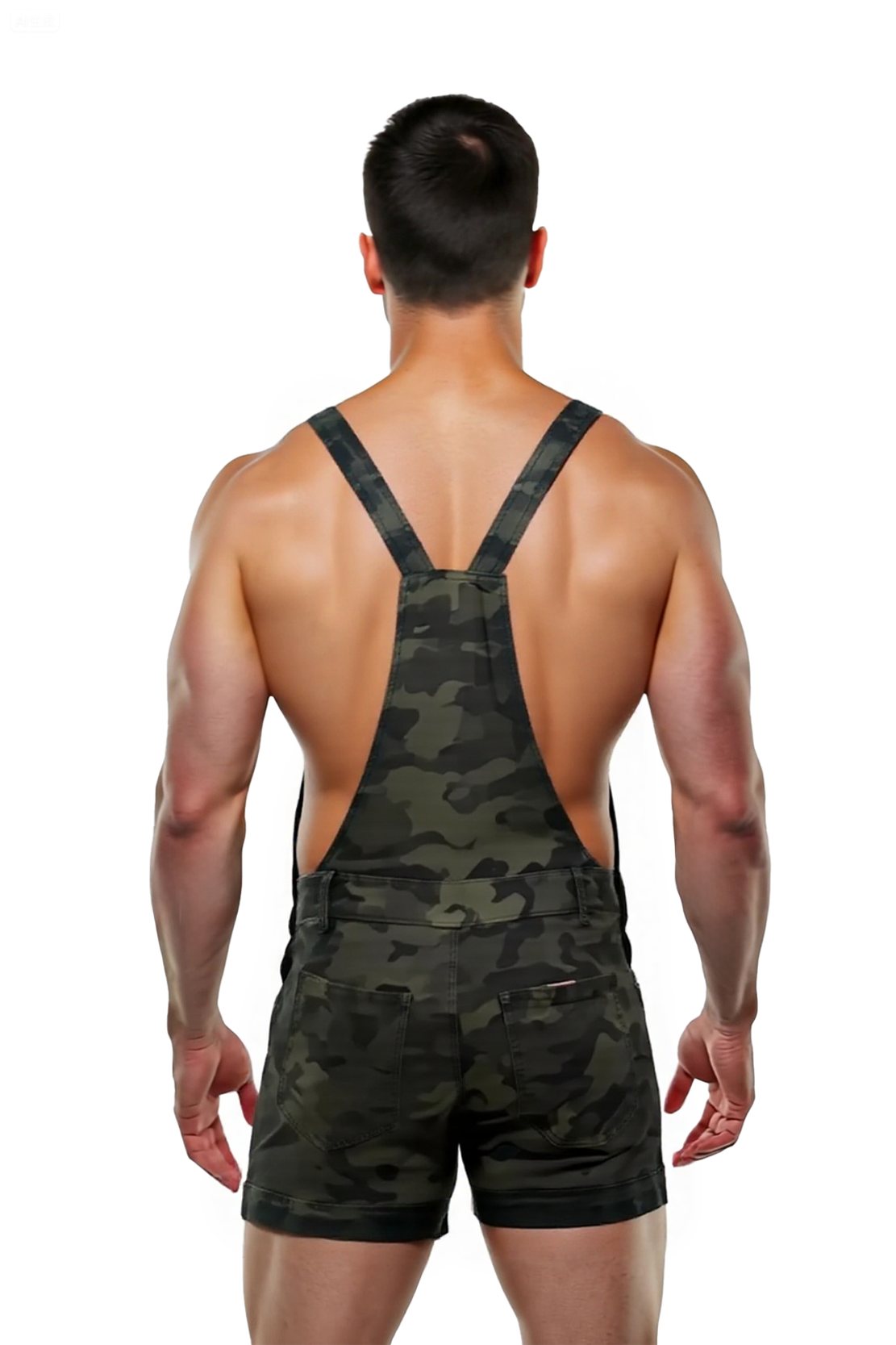 Joylgbt Men's Sexy Camo Suspender Romper – Stretch Fit Military-Inspired Overalls Bodysuit