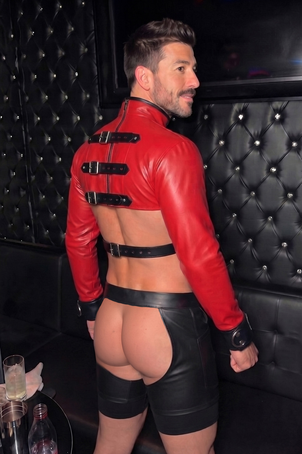 Joy-lgbt Men’s Red Black Long-Sleeve Harness Set