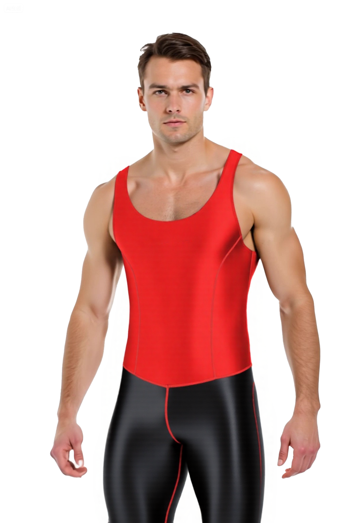Men’s Black and White Spandex Bodysuit – Tight Fit Stretch Singlet with Back Zipper for Sporty Fetish or Clubwear