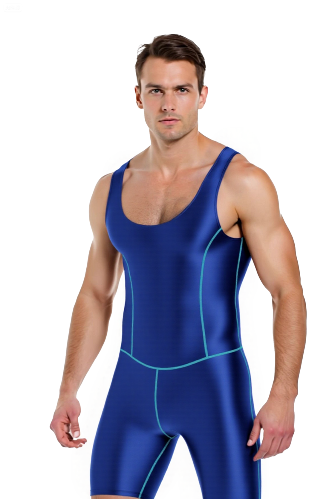 Men’s Black and White Spandex Bodysuit – Tight Fit Stretch Singlet with Back Zipper for Sporty Fetish or Clubwear
