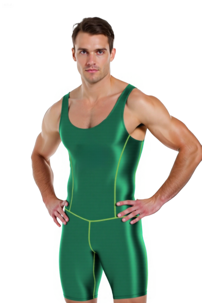 Men’s Black and White Spandex Bodysuit – Tight Fit Stretch Singlet with Back Zipper for Sporty Fetish or Clubwear