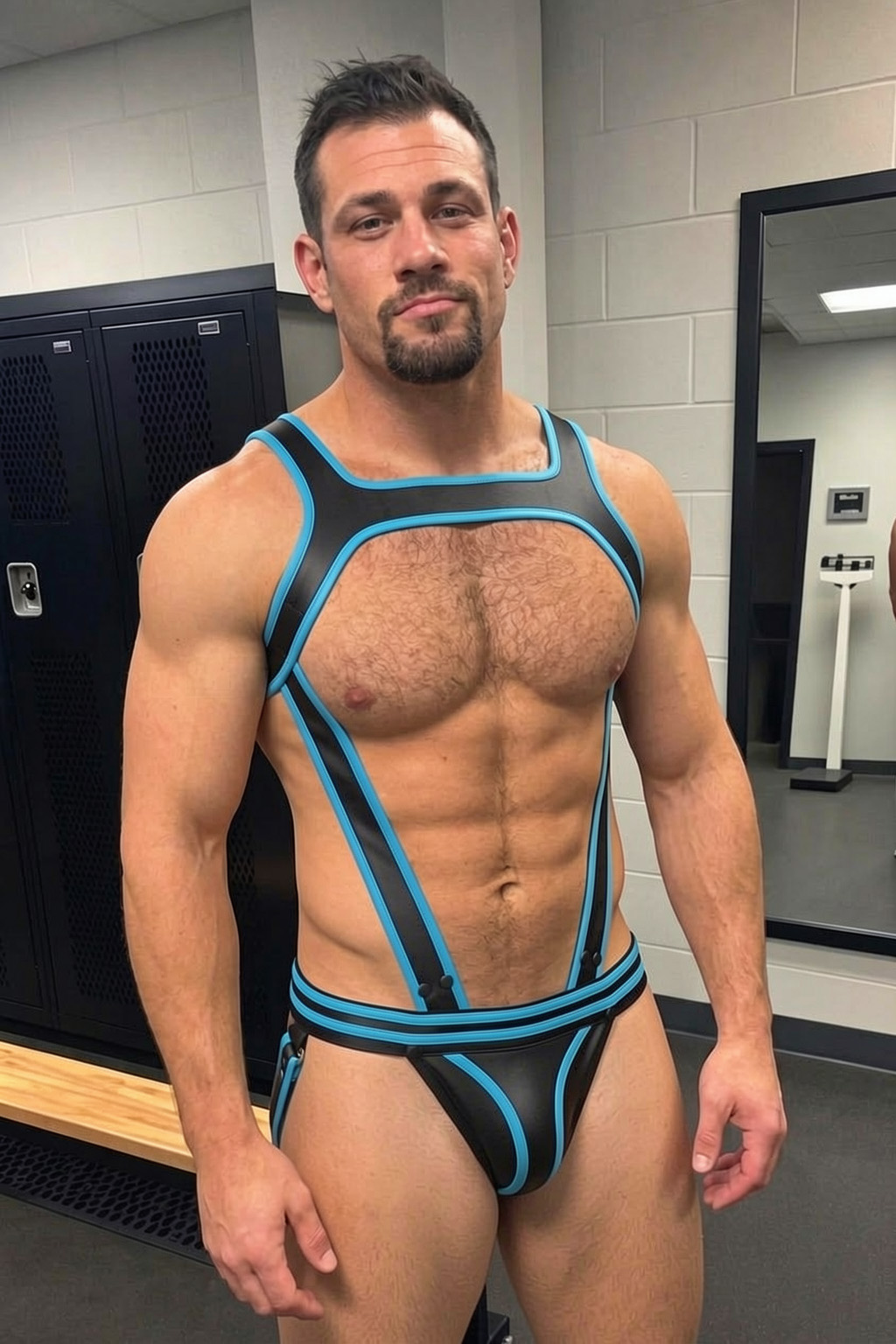 Joylgbt Men’s Men’s Black Orange Cut-Out Harness Bodysuit