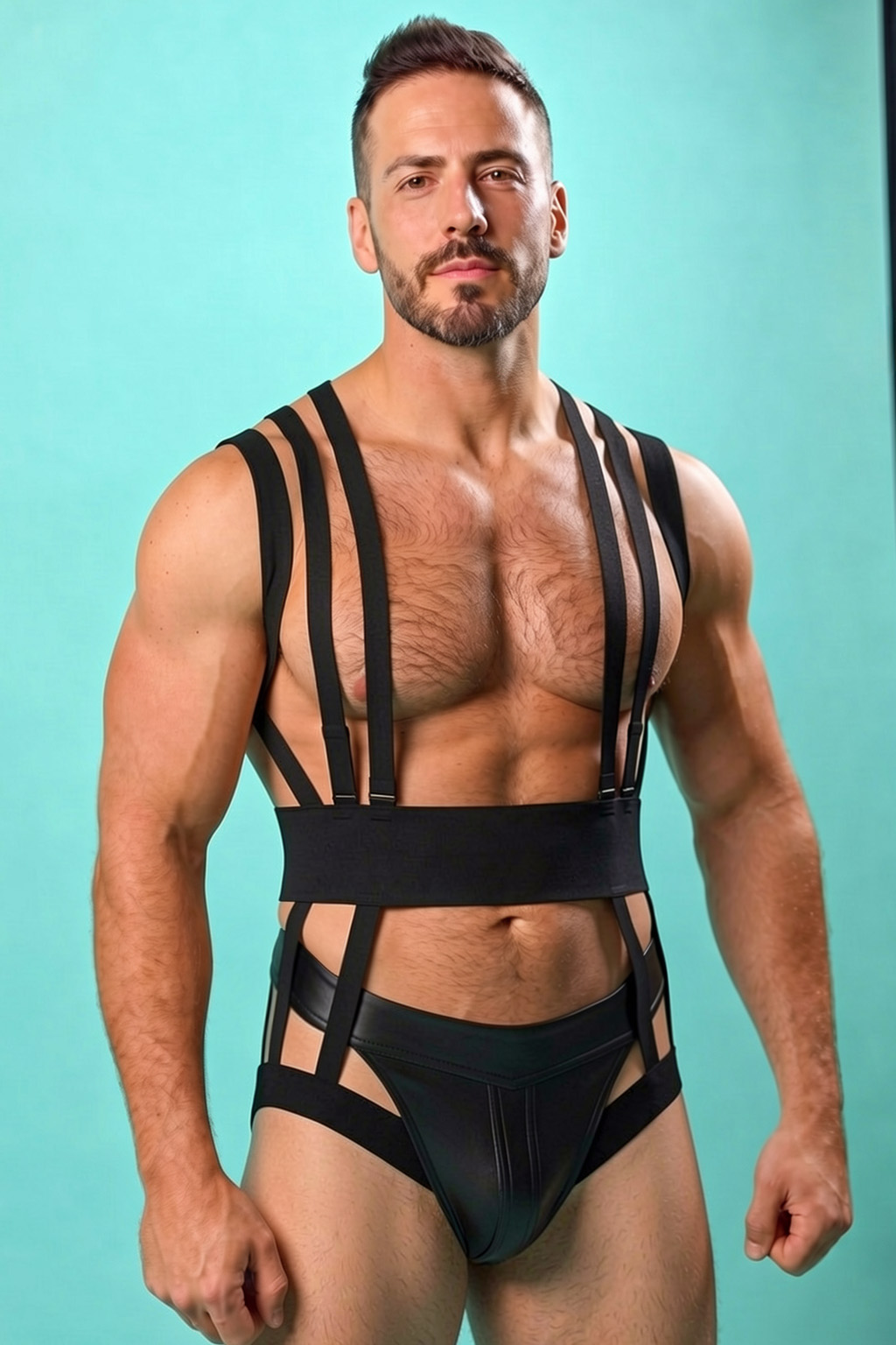 Joylgbt Men’s Black Multi-Strap Harness Brief Set