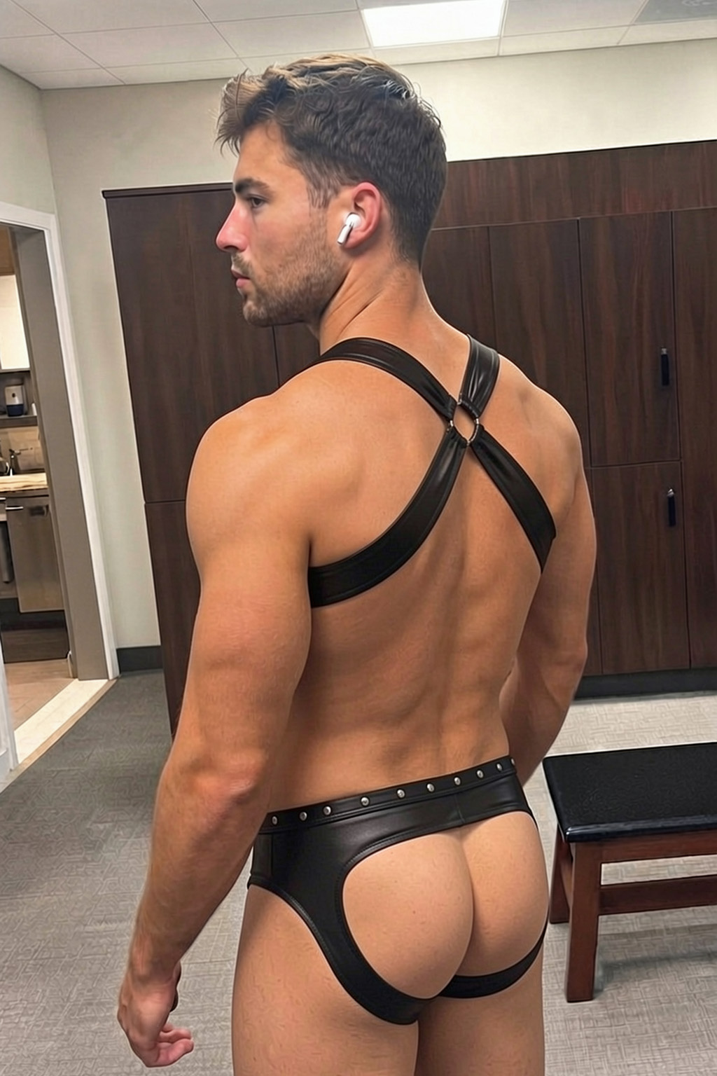 Joylgbt Men’s Black Leather Harness Chest Strap 