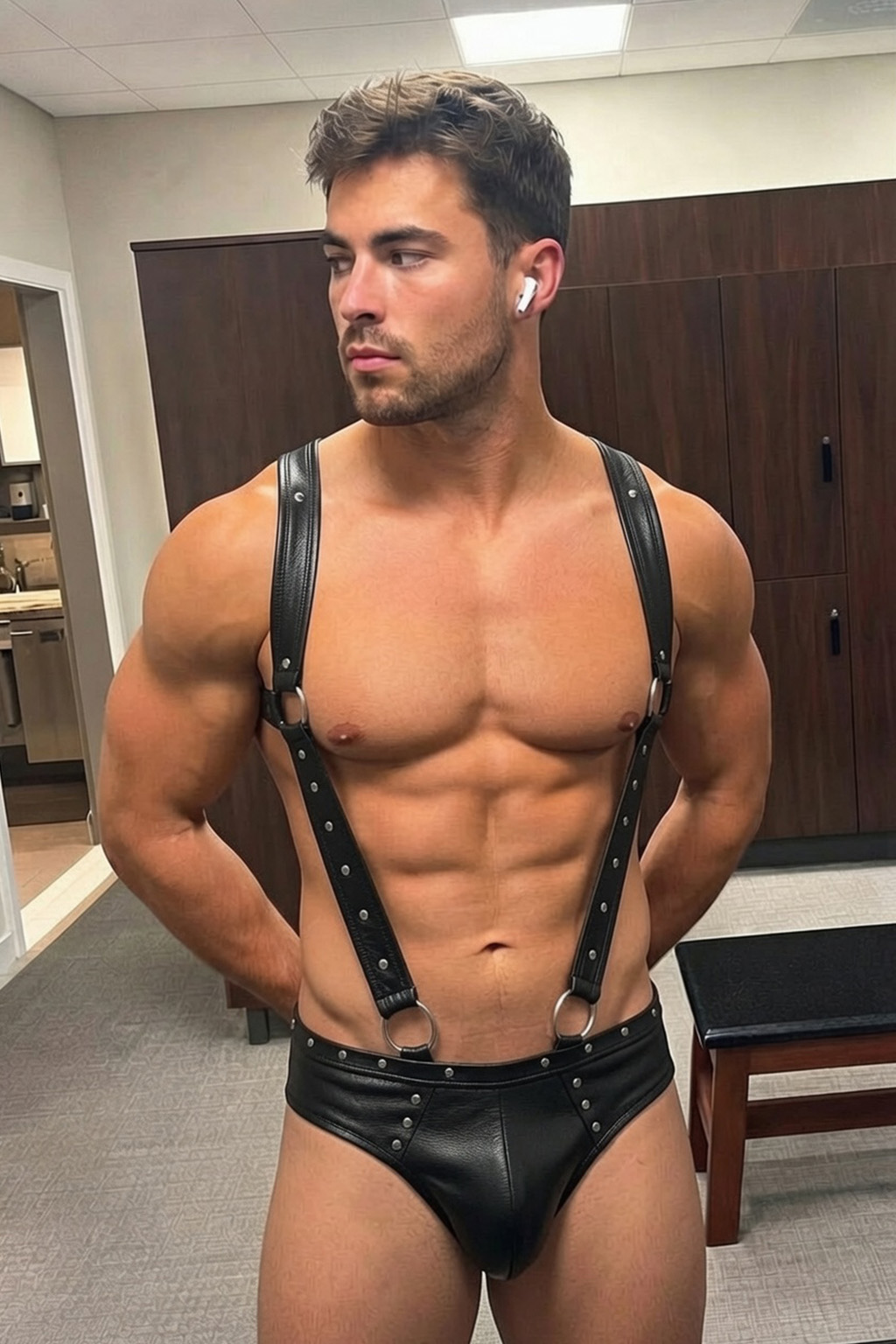 Joylgbt Men’s Black Leather Harness Chest Strap 