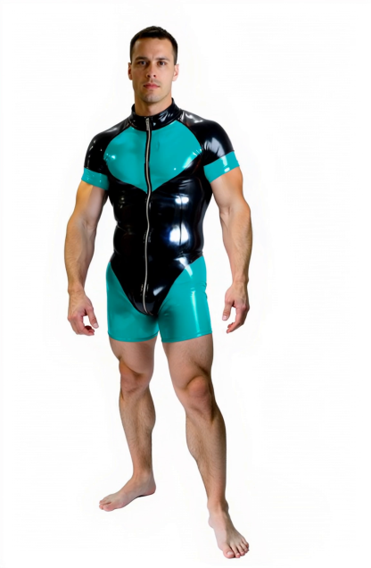 Joylgbt Men's Black and Green Full-Zip Bodysuit – Stylish Athletic Design