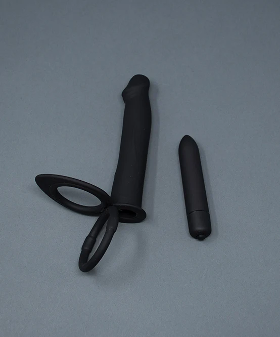 Mysteryglove DP Vibrator & Cock Ring w/ 10-Speed Vibrating Bullet