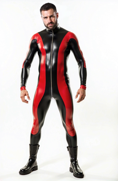 Joylgbt Men's Black and Red Performance Bodysuit