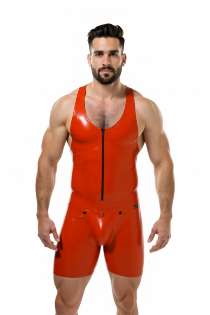 Joylgbt's Men's Sleeveless Zipper Romper with Pouch Snap and Open Back – Sexy Fetish Bodysuit