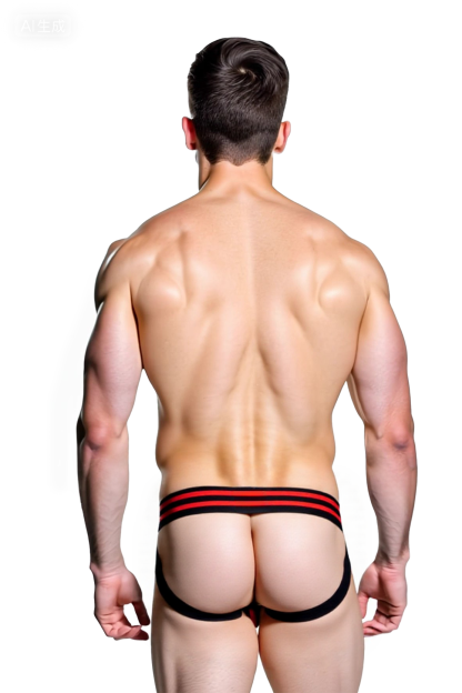 Joylgbt's Men's Faux Leather Zipper Jockstrap with Red Striped Waistband – Open Back Fetish Underwear