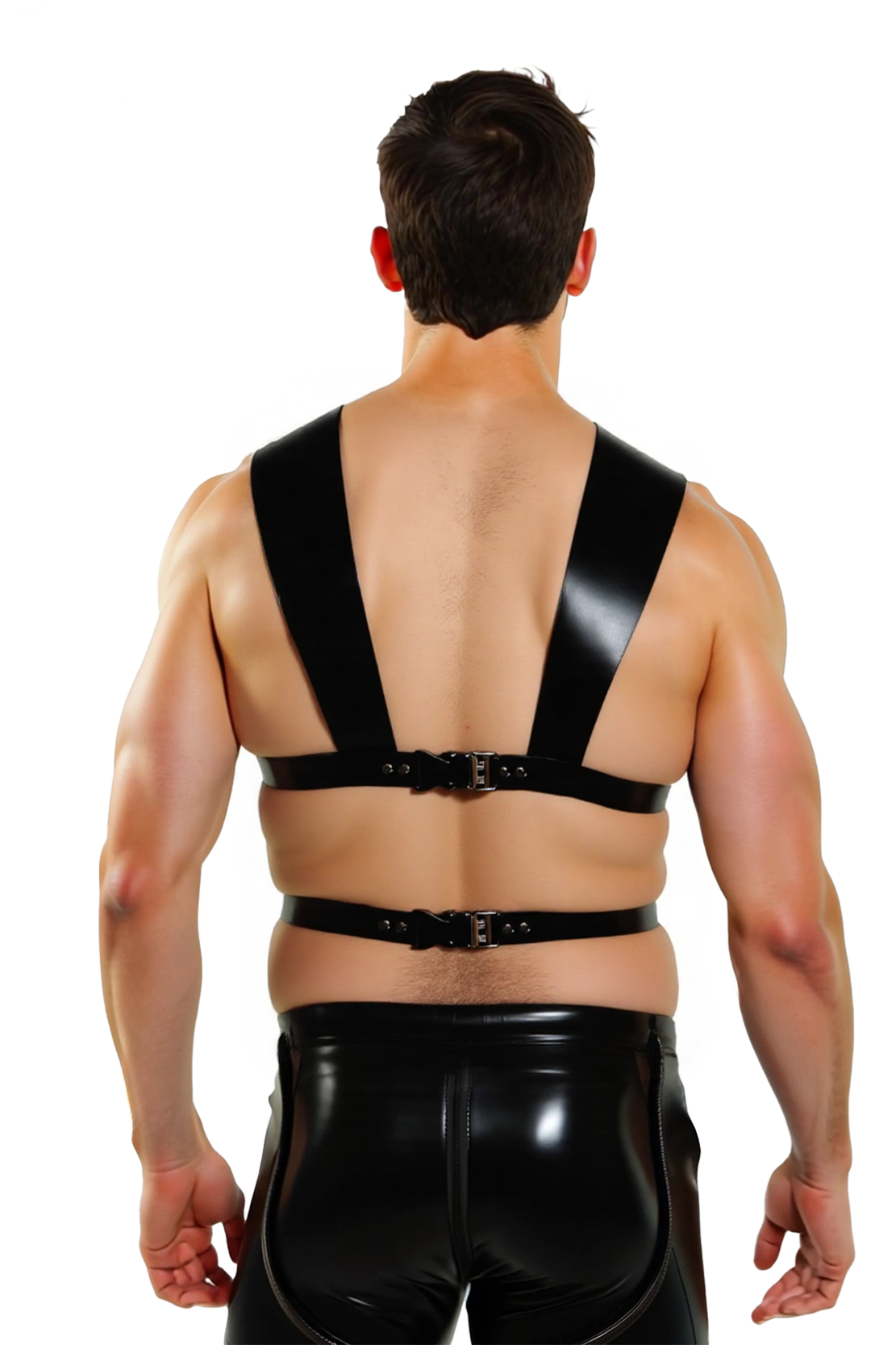 Joylgbt's Men’s Tactical Faux Leather Harness Vest with Mesh Panel & Buckle Straps – Clubwear & Roleplay Gear
