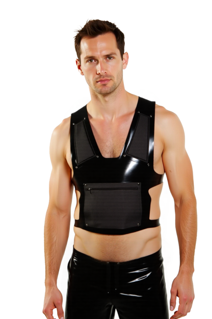 Joylgbt's Men’s Tactical Faux Leather Harness Vest with Mesh Panel & Buckle Straps – Clubwear & Roleplay Gear