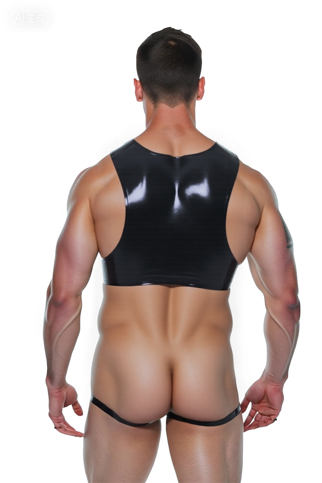 Joylgbt's Glossy Black Men's Fetish Bodysuit – Cutout Sides Sleeveless Jock One-Piece