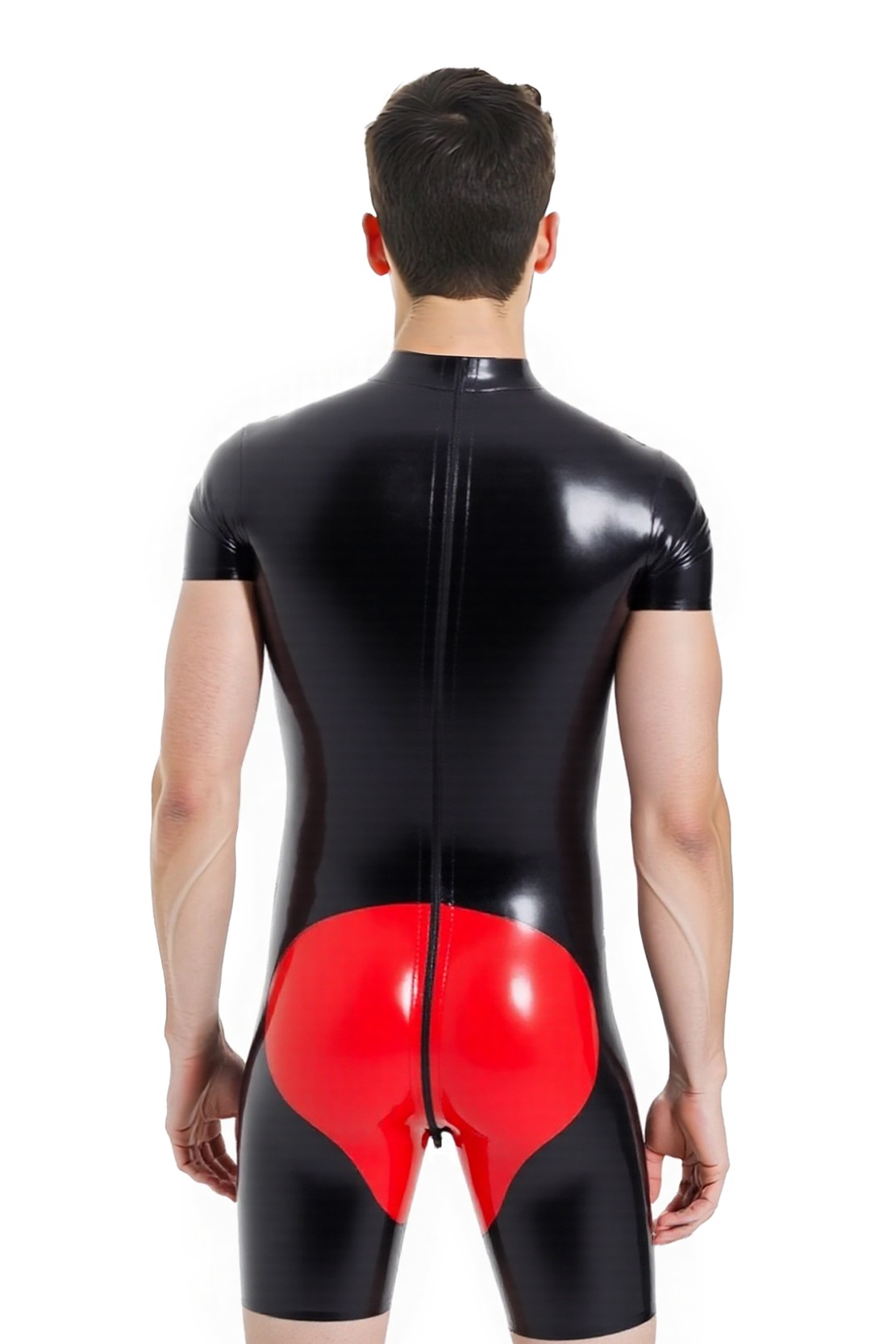 Joylgbt's Men's Faux Leather One-Piece Fetish Romper with Anatomical Pouch