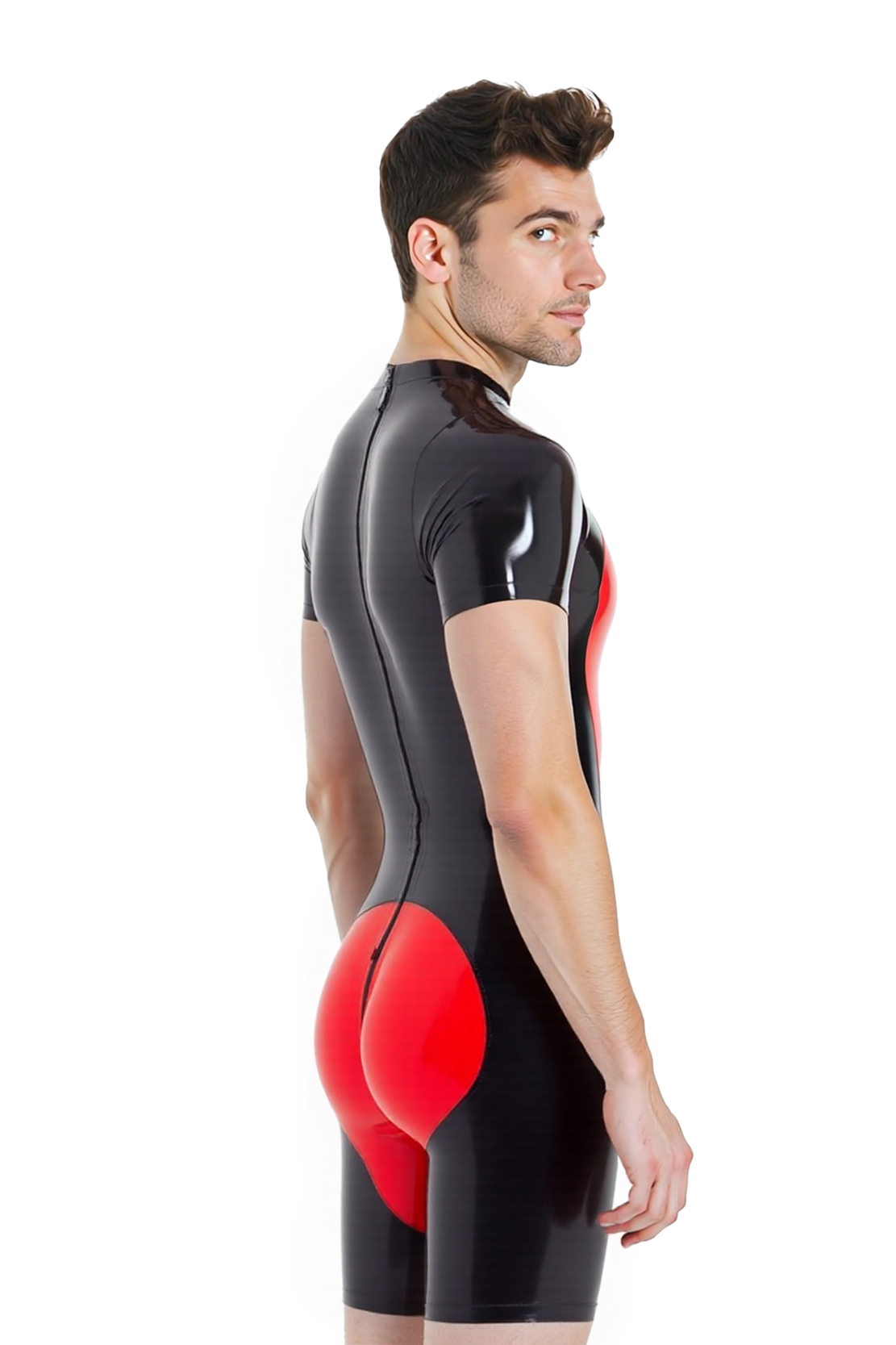 Joylgbt's Men's Faux Leather One-Piece Fetish Romper with Anatomical Pouch