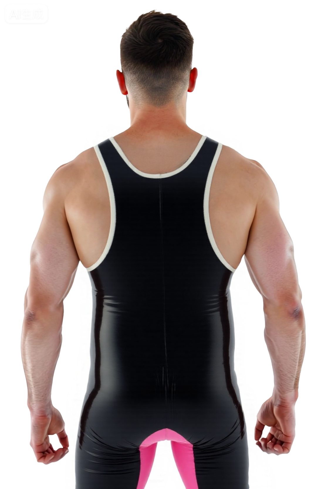 Striking Faux Leather Singlet with Neon Pink Panel