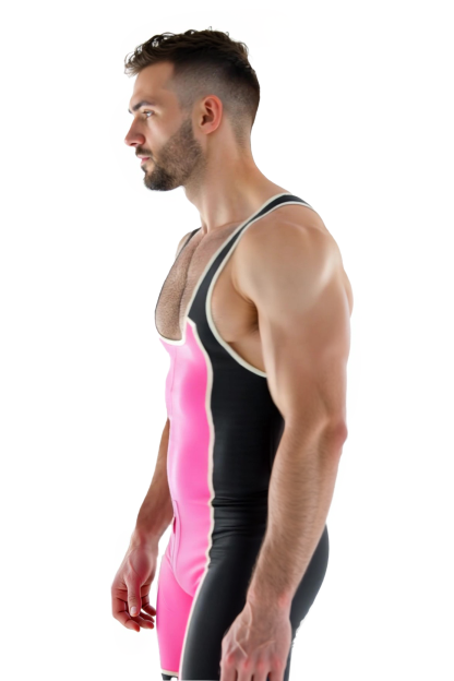 Striking Faux Leather Singlet with Neon Pink Panel