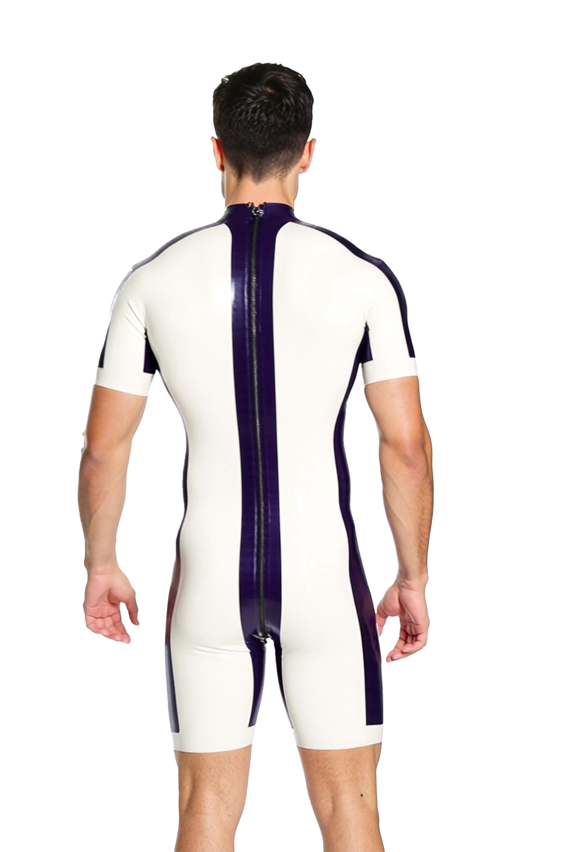 Joylgbt‘s Men's Glossy Panel Bodysuit with Back Zip