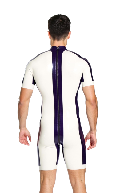 Joylgbt‘s Men's Glossy Panel Bodysuit with Back Zip